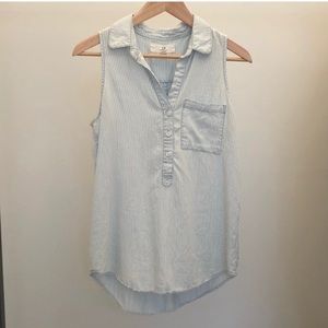 Thread & Supply Striped Chambray Sleeveless Top